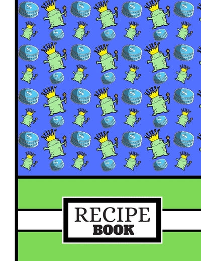 (recipe Book): Frog in Crown with Coins Blue/Green Pattern Cookery Gift: Frog Recipe Book for Children, Boys, Girls, Students, Teens by Press, Blue Havana